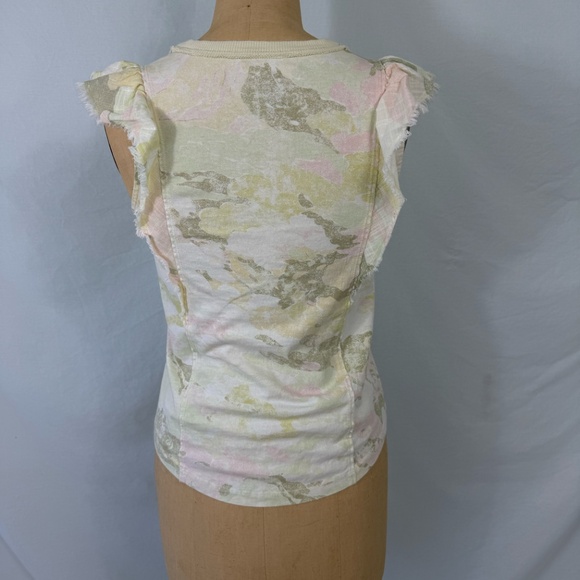Pilco Anthropologie Light Yellow Floral Tank Puff Sleeve Detail Size XS - Picture 7 of 12